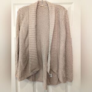 Eileen Fisher Womens beige Long Sleeve Open Cardigan cable knit Costal weater XS